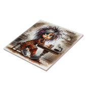 Eigenzinnige Coffee Lady Monday Vibe Keramische Te Tegeltje (Zijkant)