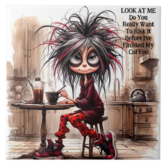 Eigenzinnige Coffee Lady Risico It Keramische Tege Tegeltje (Voorkant)