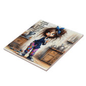 Eigenzinnige Coffee Lady Serieus Keramische Tegel Tegeltje (Zijkant)