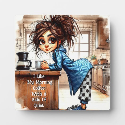Eigenzinnige Coffee Lady Side Of Plaque Met Ezel Fotoplaat (Voorkant)