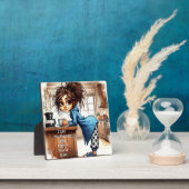 Eigenzinnige Coffee Lady Side Of Plaque Met Ezel Fotoplaat (Insitu)