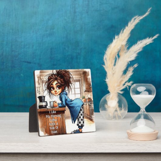 Eigenzinnige Coffee Lady Side Of Plaque Met Ezel Fotoplaat (Insitu)