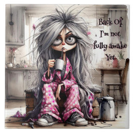 Eigenzinnige Coffee Lady Terug Off Keramische Tege Tegeltje