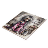 Eigenzinnige Coffee Lady Terug Off Keramische Tege Tegeltje (Zijkant)