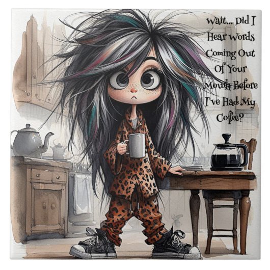 Eigenzinnige Coffee Lady Wacht Keramische Tegel Tegeltje (Voorkant)