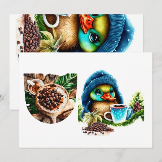 Eigenzinnige Coffee Lover Duck Design Kaart (Voorkant / Achterkant)