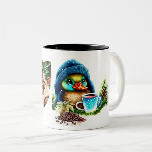 Eigenzinnige Coffee Lover Duck Design Tweekleurige Koffiemok (Voorkant rechts)