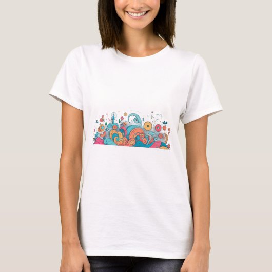 Eigenzinnige Doodle artwork - Speelse illustraties T-shirt (Voorkant)