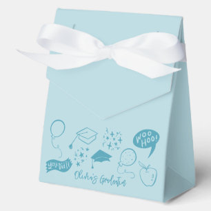 Eigenzinnige Doodle Graduation Party Blauw Bedankdoosjes