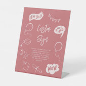 Eigenzinnige Doodle Graduation Party Blush Pink Cu Reclamebord Met Voetstuk (Voorkant)