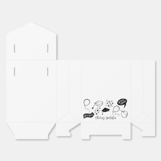 Eigenzinnige Doodle Graduation Party Wit Bedankdoosjes (Ongevouwen)