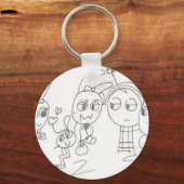 Eigenzinnige Doodle Style Antenne Vrienden Graphic Sleutelhanger (Voorkant)