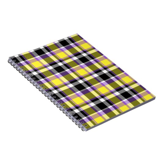 Eigenzinnige eclectische Boho Nonbinary Plaid Prid Notitieboek (Rechterzijde)