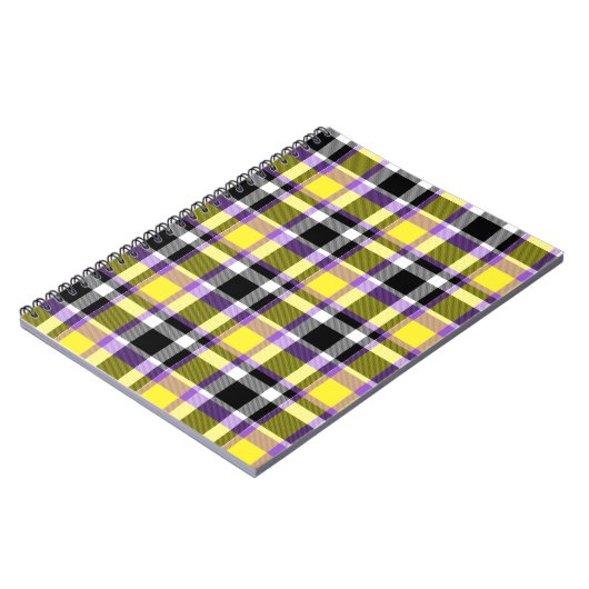 Eigenzinnige eclectische Boho Nonbinary Plaid Prid Notitieboek (Linkerzijde)