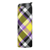 Eigenzinnige eclectische Boho Nonbinary Plaid Prid Thermosbeker (Gedraaid links)
