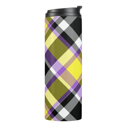 Eigenzinnige eclectische Boho Nonbinary Plaid Prid Thermosbeker (Gedraaid links)