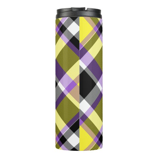 Eigenzinnige eclectische Boho Nonbinary Plaid Prid Thermosbeker (Achterkant)