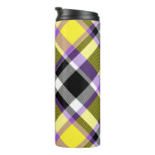 Eigenzinnige eclectische Boho Nonbinary Plaid Prid Thermosbeker (Geroteerd rechts)