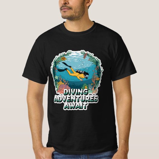 Eigenzinnige en Cool Scuba Diving Artwork T-shirt (Voorkant)