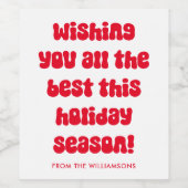 Eigenzinnige esthetische rode typografie retro ker wijn etiket (Enkel label)