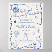 Eigenzinnige Franse Geïllustreerde Leuke Huwelijk  Poster (Voorkant)