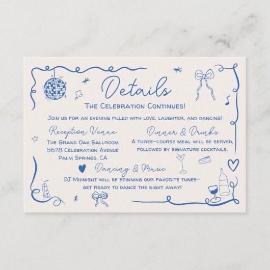 Eigenzinnige Franse Retro Huwelijk Illustraties De Informatiekaartje (Voorkant)