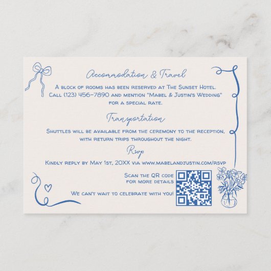 Eigenzinnige Franse Retro Huwelijk Illustraties De Informatiekaartje (Achterkant)