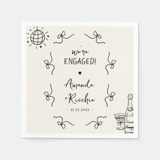 Eigenzinnige Franse  Whimsy Bows Engagement Party Servet (Voorkant)
