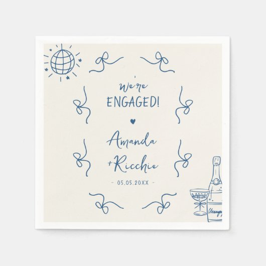 Eigenzinnige Franse  Whimsy Bows Engagement Party Servet (Voorkant)