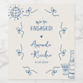 Eigenzinnige Franse  Whimsy Bows Engagement Party Wijn Etiket (Enkel label)