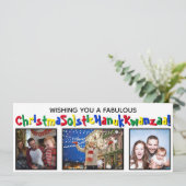 Eigenzinnige fun All Inclusive 3 foto primaire kle Feestdagenkaart (Staand voorkant)