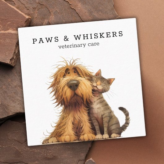 Eigenzinnige Funny Dog Cat Veterinary Vierkante Visitekaartje