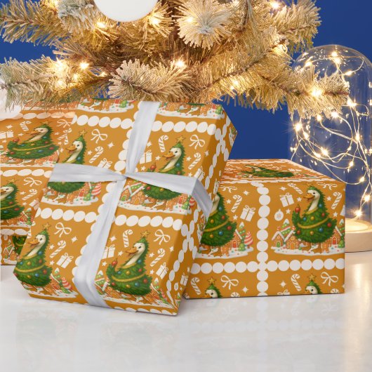 eigenzinnige gans kerstboom | Grappige vakantie Cadeaupapier (Feestdagen)