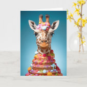 Eigenzinnige Giraffe Cake Schattige Funny Animal B Kaart (Gele Bloem)