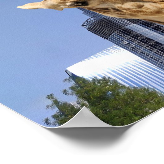Eigenzinnige Giraffes bij Burj Khalifa Wall Art Poster (Hoek)
