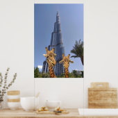 Eigenzinnige Giraffes bij Burj Khalifa Wall Art Poster (Keuken)