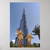 Eigenzinnige Giraffes bij Burj Khalifa Wall Art Poster (Voorkant)