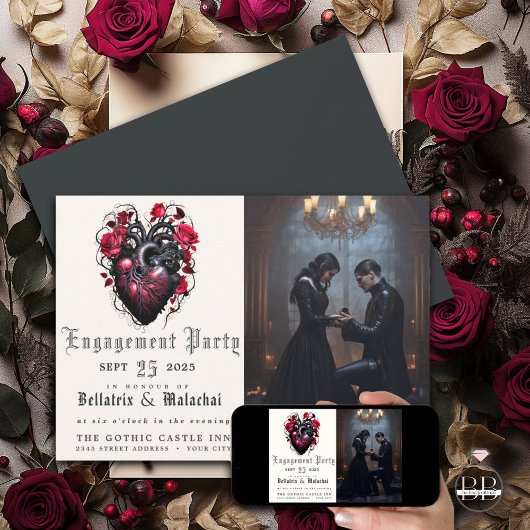 Eigenzinnige Gothic Hart en Rozen Crimson Kaart