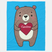 Eigenzinnige, grillige Beer met hart tekening op m Fleece Deken (Voorkant)