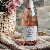 Eigenzinnige & grillige boog bruiloft sparkling wijnetiket