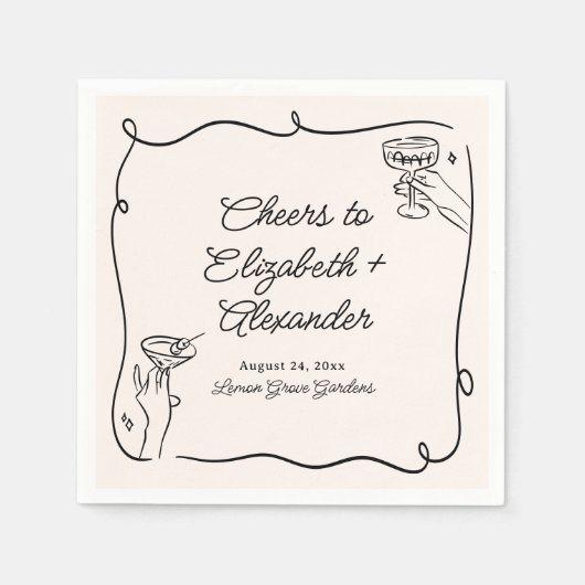 Eigenzinnige & grillige cocktails bruiloft servet (Voorkant)