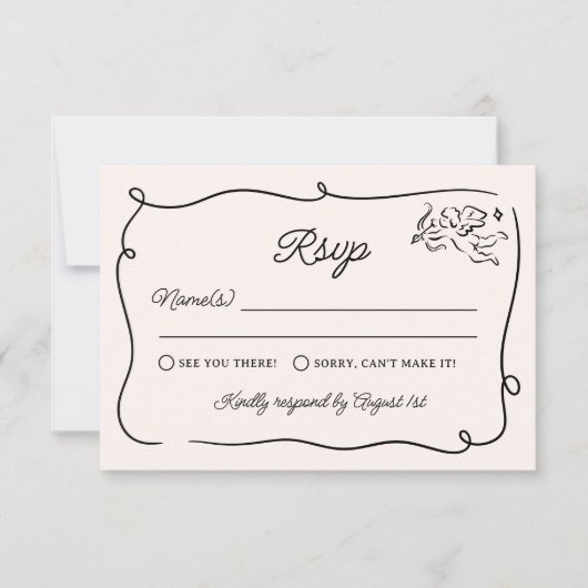 Eigenzinnige & grillige Cupido Cherubs bruiloft RSVP Kaartje (Voorkant)