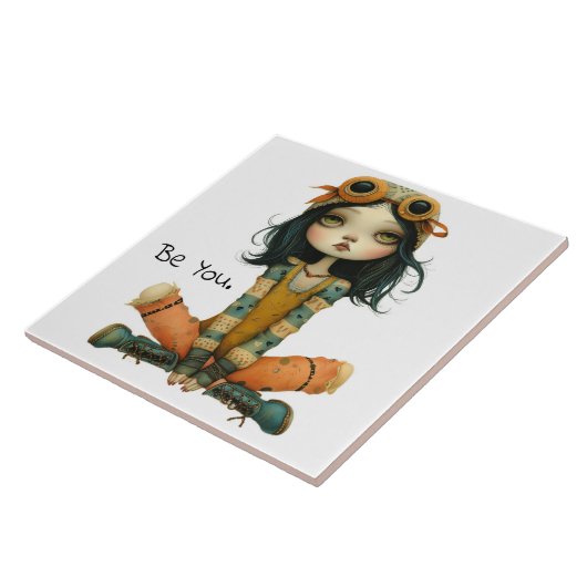 Eigenzinnige grillige vrouw - Wees jij. Tegeltje (Zijkant)