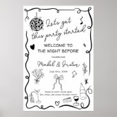 Eigenzinnige grillige zwarte casual bruiloft Welko Poster (Voorkant)