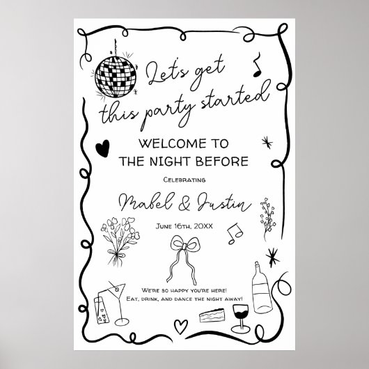 Eigenzinnige grillige zwarte casual bruiloft Welko Poster (Voorkant)