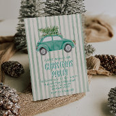 Eigenzinnige Groene Hand Getrokken Kerstmis Car Tr Kaart