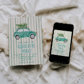 Eigenzinnige Groene Hand Getrokken Kerstmis Car Tr Kaart