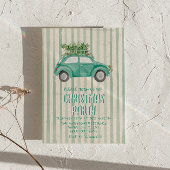 Eigenzinnige Groene Hand Getrokken Kerstmis Car Tr Kaart