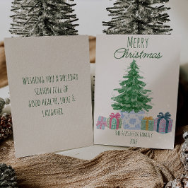 Eigenzinnige groene kerstboom Cadeaus niet-foto Feestdagenkaart