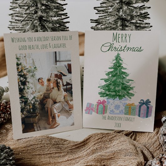 Eigenzinnige Groene Kerstboom Kleurrijke Cadeaus Feestdagenkaart